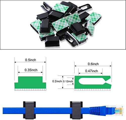 Hicarer 100 Pcs Christmas Adhesive Cable Clips Cord Holder, Large, Black