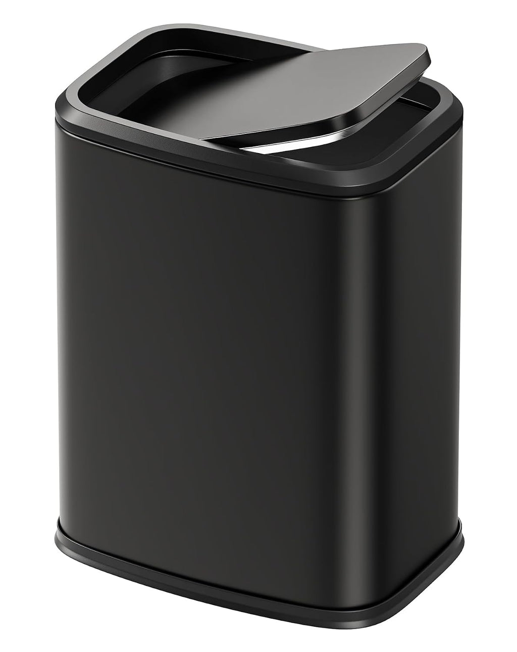 Cesun Small Bathroom Trash Can with Swing Lid, 2.1 Gallons, Black