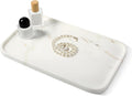 Karibiber Calacatta Vanity Tray, 14 in Marble Stone Bathroom Tray for Countertop, Golden Marble Decorative Perfume Tray for Dresser, Large Nightstand Tray, Storage Tray for Coffee Table