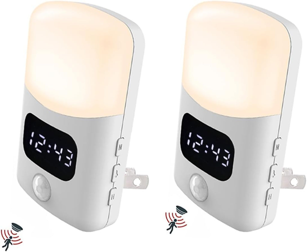 LUXON Bathroom Clock with Motion Sensor,Plug Into Wall Night Light Clock