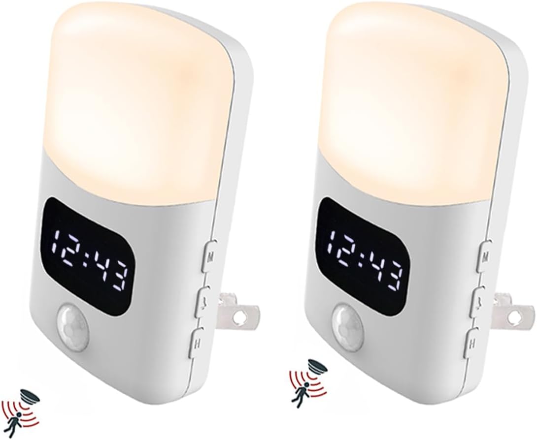LUXON Bathroom Clock with Motion Sensor,Plug Into Wall Night Light Clock