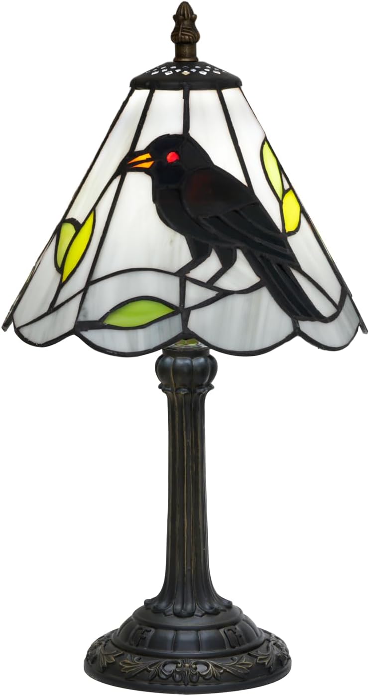 Halloween Black Small Crow Tiffany Style Stained Glass Table Lamp Unique Farmhouse the Crow Bedside Table Lamp Living Room Dining Room Office Decoration Table Lamp Home Decoration Props Gifts