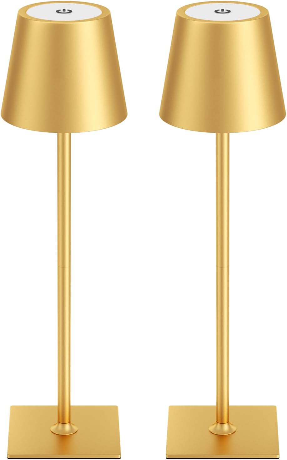 Kakanuo Gold Cordless Rechargeable Table Lamp 5000mAh Battery Operated Lamps, 3 Colors Stepless Dimming Touch Lamp for Living Room, Kitchen Counter, Dining, Outdoor Patio, 2 Pack