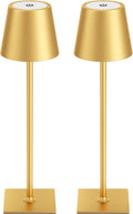 Kakanuo Gold Cordless Rechargeable Table Lamp 5000mAh Battery Operated Lamps, 3 Colors Stepless Dimming Touch Lamp for Living Room, Kitchen Counter, Dining, Outdoor Patio, 2 Pack