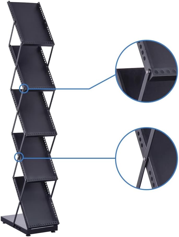 brochure display stand&Foldable Magazine Rack with 5 Pockets for Exhibition and Trade Show (67'X9.5'X14.5')