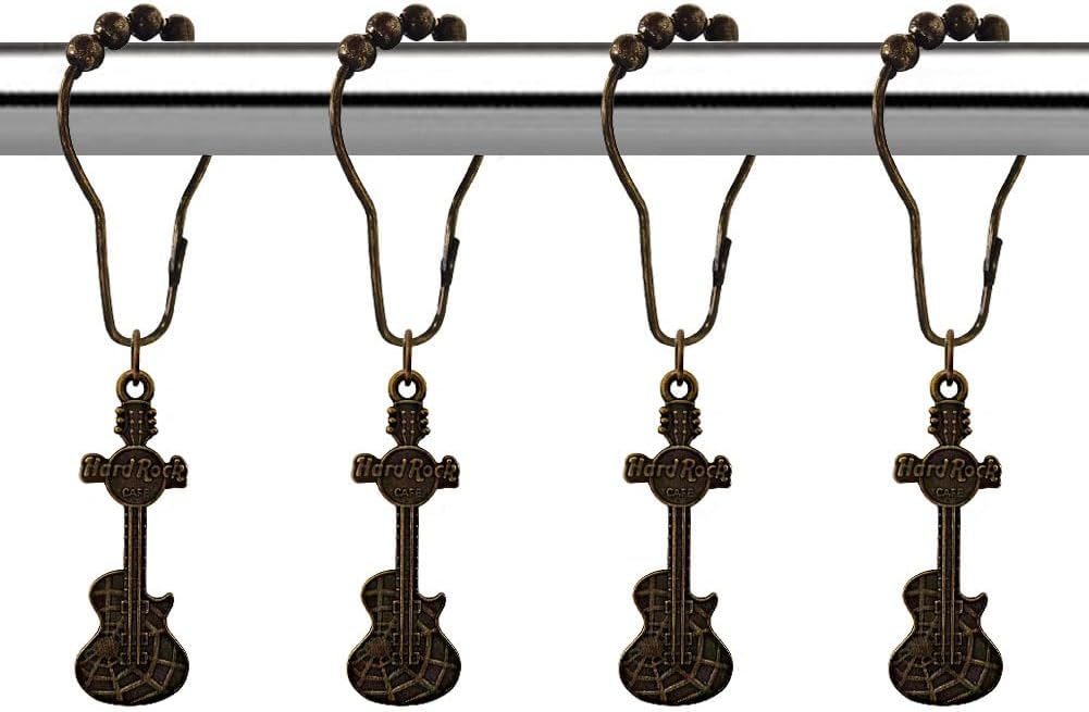 12Pcs Vintage Guitar Shower Curtain Hooks for Bathroom Shower Rod