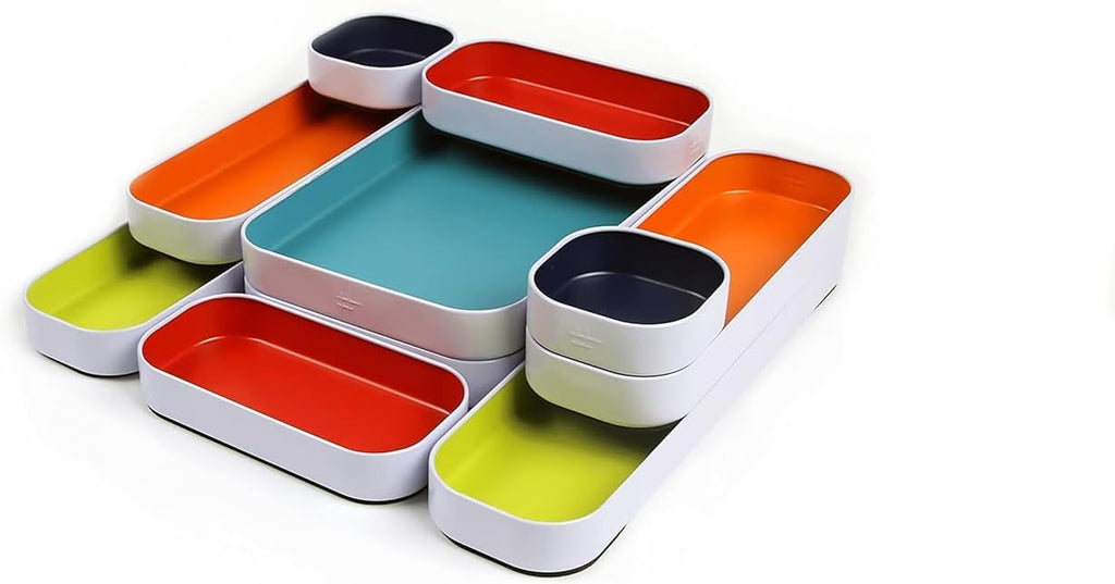 Three by Three Seattle Metal Drawer Organizer Tray Set, 10-Pc (Assorted)