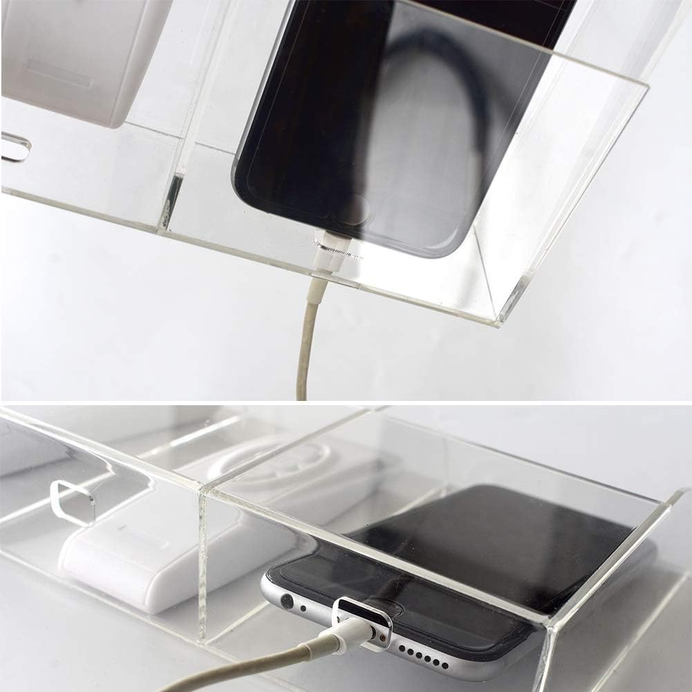 VANCORE Clear Wall Mounted Charging Phone Holder - Smart Station for TV Remote Control - Clear Wall Box With 2 Holes