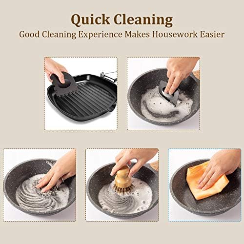Patelai 7 Pcs Cast Iron Cleaning Kit,Chainmail Scrubber Brush,Bright Color
