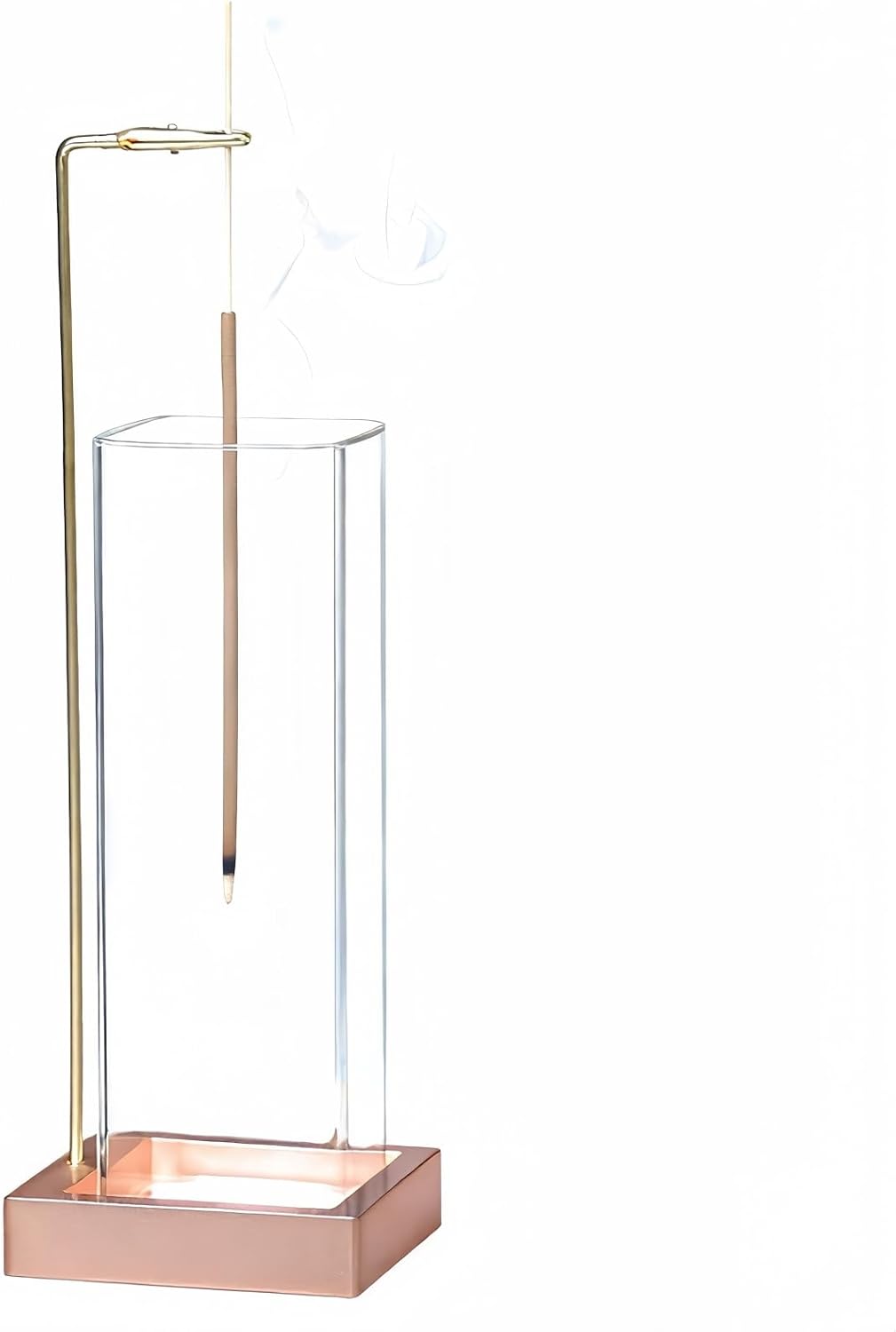 Incense Holder, Metal Incense Holder for Sticks with Removable Glass Ash Catcher, Anti-Ash Incense Burner,Luxury Home Décor for Meditation Relaxation (Rose Gold)