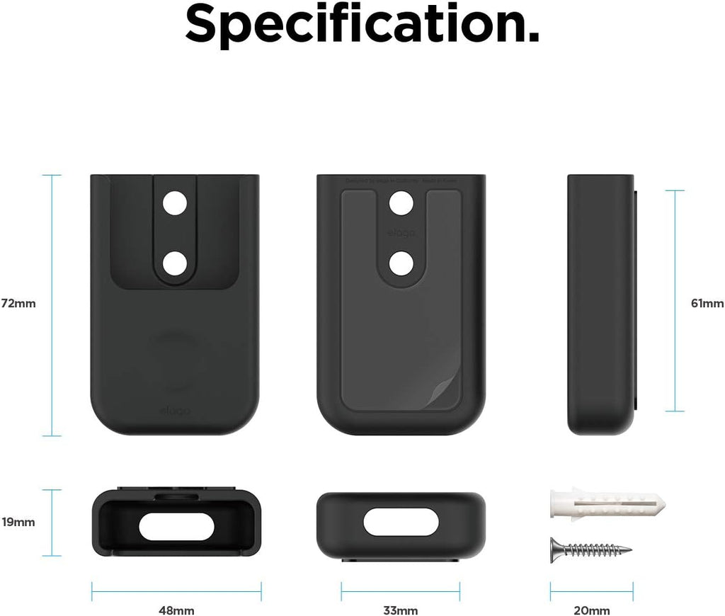 elago Apple TV Remote Holder Mount - [Gel Pad or Screw Options][Keeps It Secure][Cable Management] - Compatible with Apple TV Remote 4K / 4th Generation