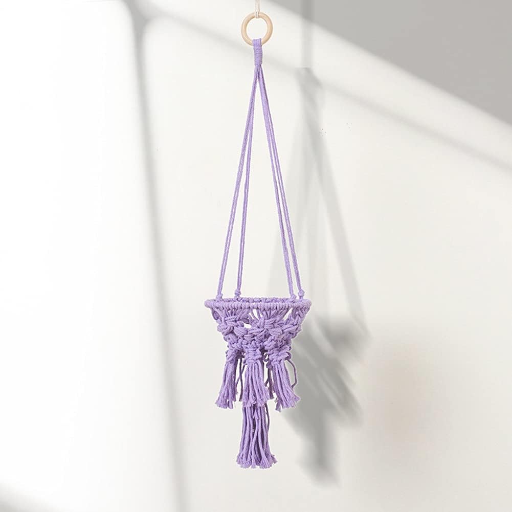 Macrame Plant Hangers with Tassels Indoor Hanging Planters Basket Handmade Cotton Rope Flower Pots Holder Stand Boho Home Decor Outdoor Decorations Round Yellow