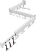 RFOUO Wall Mounted Clothes Drying Rack Tri-Fold, White