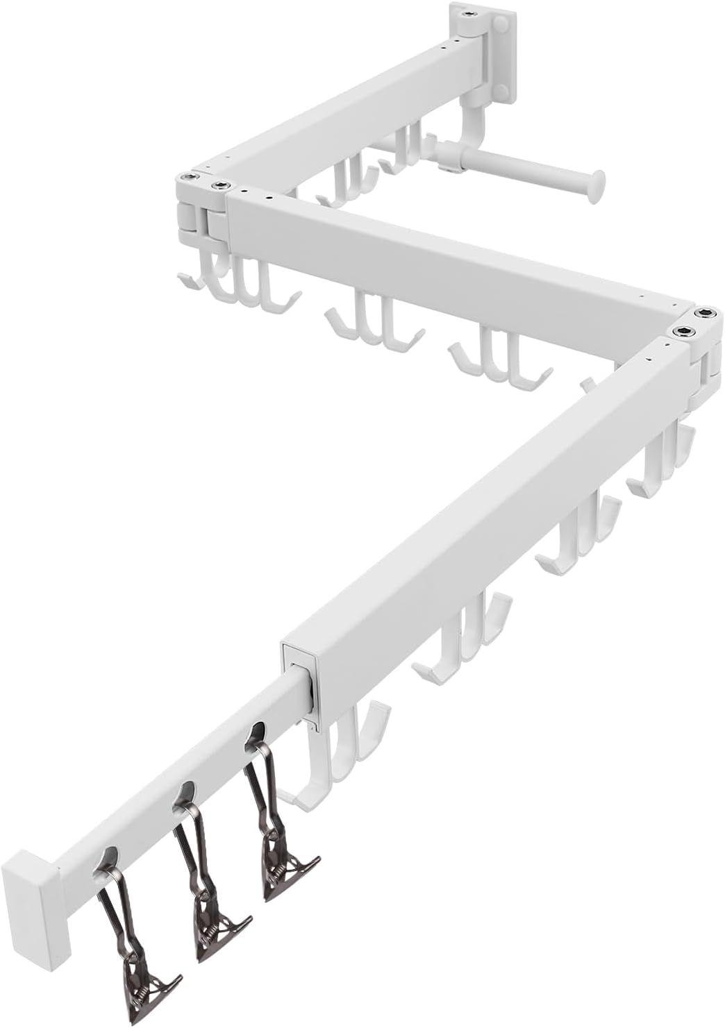 RFOUO Wall Mounted Clothes Drying Rack Tri-Fold, White