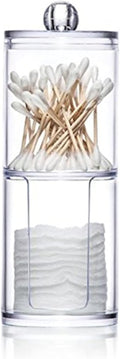 Kamay's Transparent Cotton Ball Pad Swabs Make Up Pads Dispenser Holder Organizer Container with lid Multifunction Acrylic Cosmetic Makeup Organizer (A)