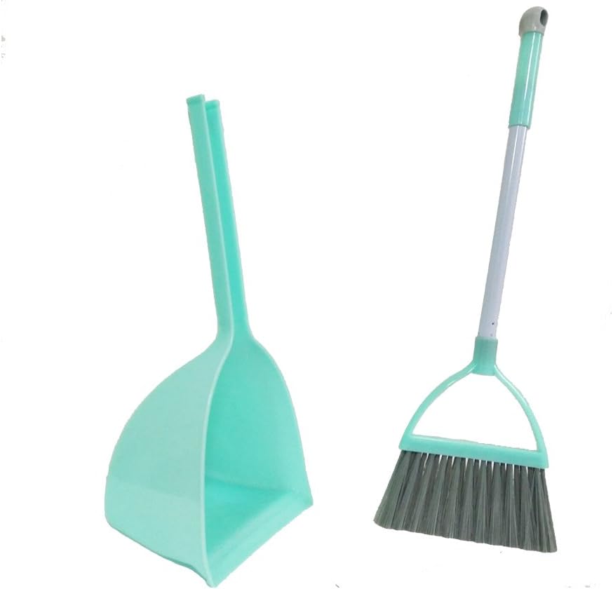 Mini Housekeeping Cleaning Tools for Children,3pcs Include Mop,Broom,Dustpan (Green Mop+Frash Blue Broom&Dustpan)
