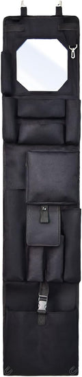 Police Style Magnetic Hanging Locker & Closet Door Organizer, Multiple Size Pockets - 51.2 x 11 Inches, with 4 Corner Magnets for Police, Security, Law Enforcement Lockers (Black)