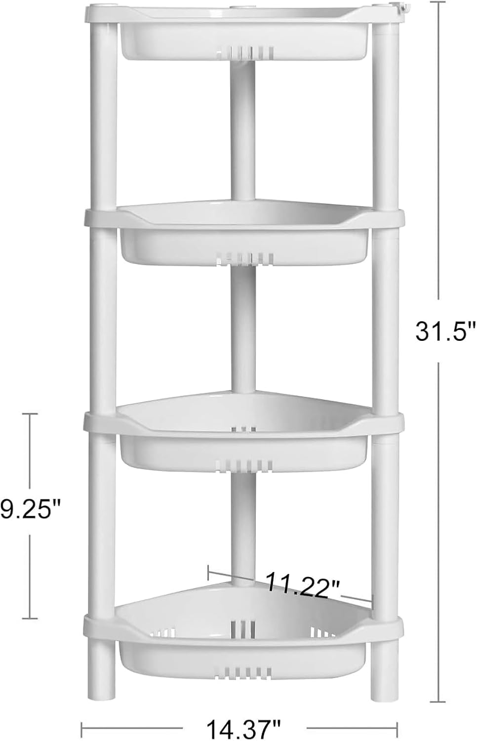 ELYKEN Corner Shower Caddy Standing, 4 Tier Plastic Shower Organizer, White