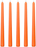 Set of 5 Orange Taper Candles, Unscented Skinny 10 Inch Tall 7/8 Inches Base Wax Fall Autumn Colored Candlesticks for Thanksgiving Day Home Harvest Table Decor, 8 Hour Burn Time