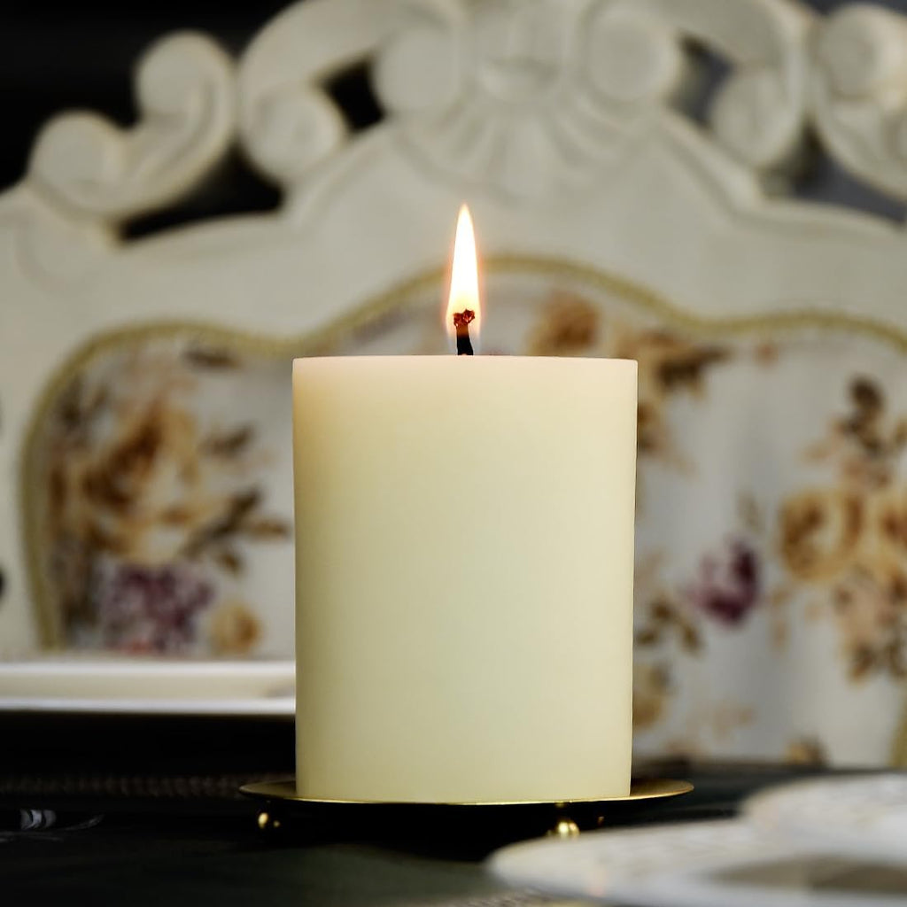 Beeswax Pillar Candles 3x4 Inch 3 Pack, Pure Natural Beeswax Candles - Unscented, 40 Hour Burn Time,Hand-Poured (Ivory)