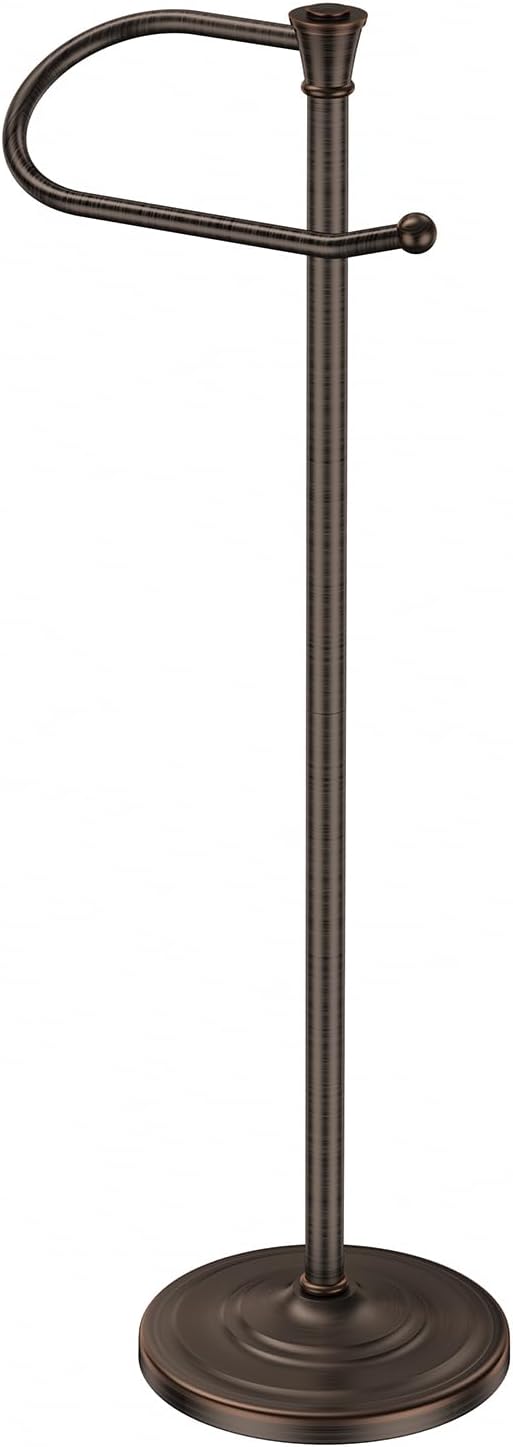 Toilet Paper Holder Free Standing, 25” H Stainless Steel Oil Rubbed Bronze Toilet Paper Stand, Weighted Base Floor Tissue Roll Holder for Bathroom,Toilet Roll Stand