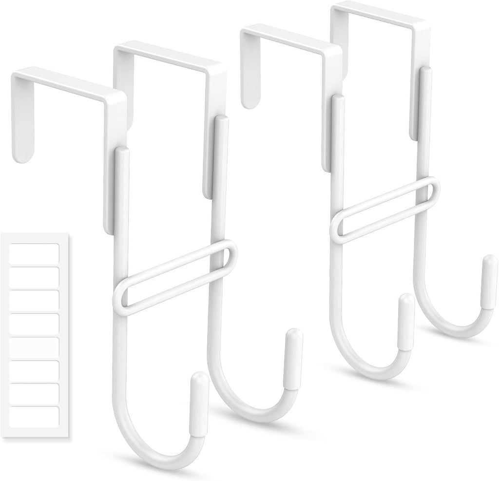 FYY Over the Door Hooks, 2 Pack Heavy Duty Double Hanger, Fits 1.5 in Door