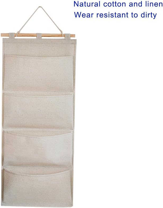 Co-link Linen/Cotton Fabric Wall Door Hanging Storage Pockets Home Organizer (4 Pockets)