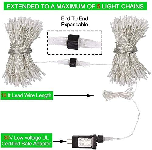 304 LED Green Curtain Lights, 9.8FT x 9.8FT Window Fairy Lights