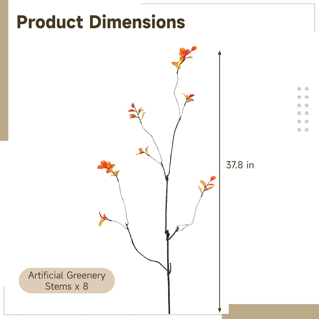 Homaisson 8 PCS Artificial Fall Branches, 38in Faux Red Leaf Stems