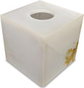 Natural Marble Tissue Box Cover, Exquisite Marble Square Tissue Box Holder, Elegant & Luxurious Decoration for Bathroom,Home & Office (White Jade)