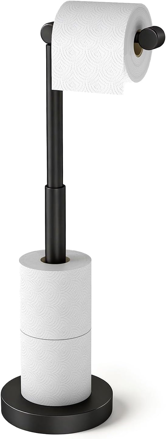 YUMORE Toilet Paper Holder Stand, Minimalist Design, Matte Black