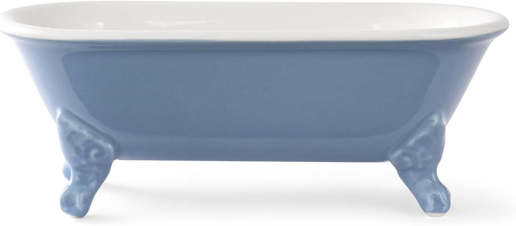 6.5" Ceramic Mini Clawfoot Bathtub Soap Dish,Bar Soap Holder,Blue