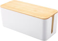 Bamboo Lid Management Box Cord Organizer Box for Power Strips Router