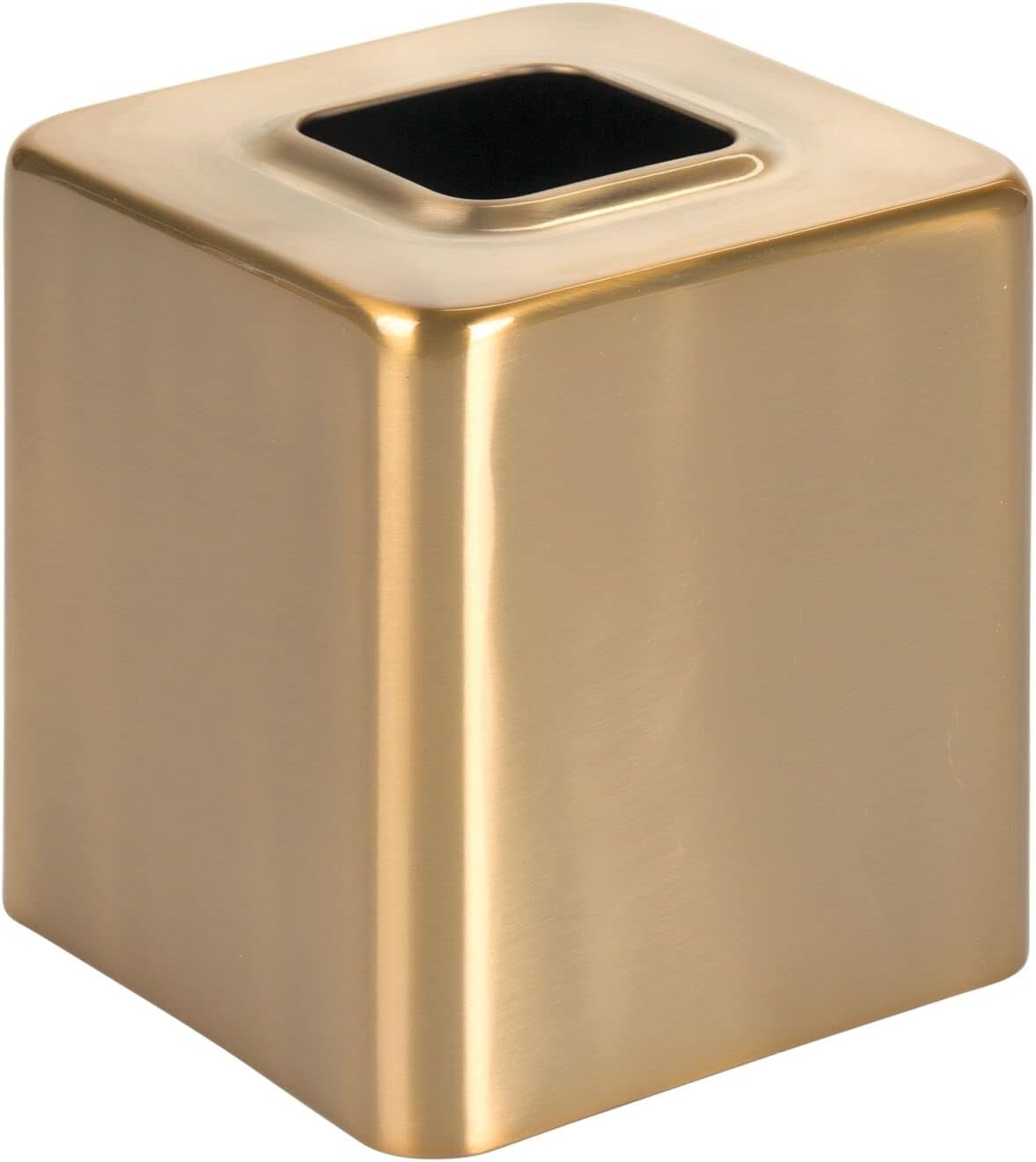 mDesign Metal Square Tissue Box Cover, Modern Facial Paper Holder - Accessories for Bathroom Vanity Countertop, Bedroom Dresser, Night Stand, Desk, Office and End Table - Unity Collection - Soft Brass