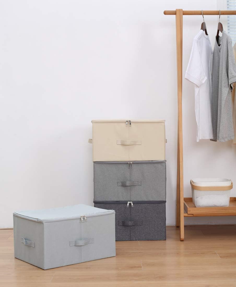 Fabric Storage Bins with Lid, Folding Large Clothes Storage Bin for Bedroom