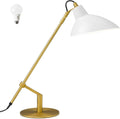Desk Lamp Modern Industrial 100% Metal Adjustable Table Lamp 24", Natural Light (4000K) with Dimmer, Ideal for Office Bedroom Study Room Living Room Nightstand Bedside Lamps White+Brass