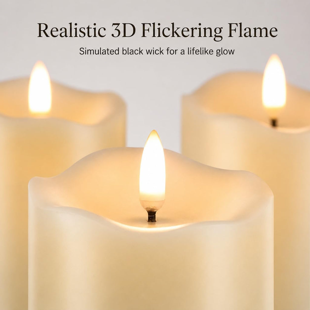ANGELLOONG Flickering Flameless Candles with Remote, Fake Candles Set of 3