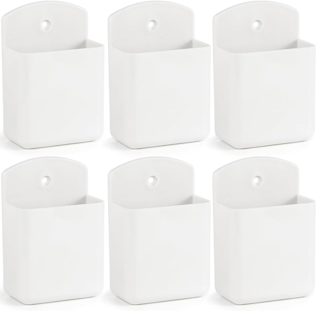 6 Pcs Remote Control Holder Wall Mount, TV Remote Controller Holder - Self Adhesive Marker Holder Wall Mount Pen Holder Storage Organizer for Home Office School(White)