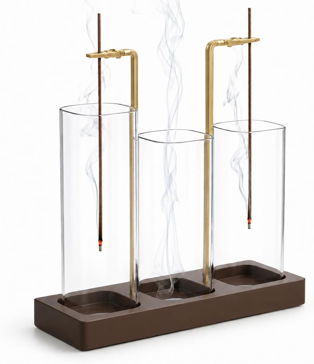 3 in 1 Incense Holder, Incense Burner, Insence-Stick Holder Mess-Free Incense Burner Holder, Ideal for Meditation, Yoga, Relaxation, and Home Decor - Anti-Ash Flying (Rectangular)