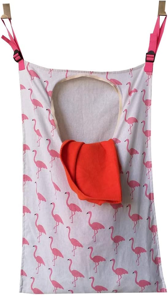 HDHYK Adjustable Door-Hanging Laundry Hamper with Stainless Steel Hooks