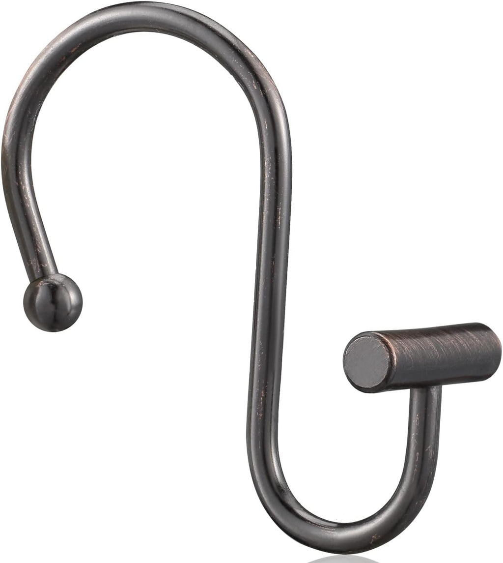 Bronze Shower Curtain Hooks, Rust Proof Shower Curtain Rings for Bathroom, CHICTIE T-Bar Metal Decorative Shower Curtain Hooks Hangers for Shower Curtain Rod,Set of 12