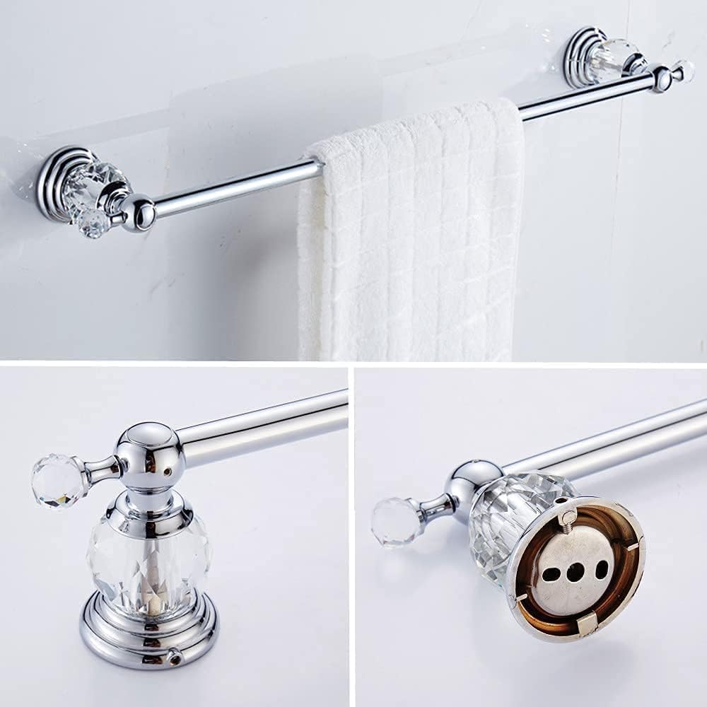 WINCASE Crystal Bathroom Hardware Set 24 Inch, Chrome Towel Bar Set, Silver 4 Piece Accessories Wall Mounted Coat Hook Hand Towel Ring Toilet Paper Holder