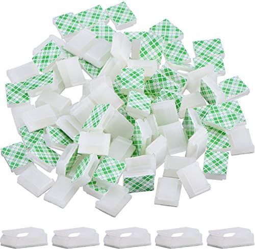 Hicarer 100 Pcs Adhesive Cable Clips Cord Holder, Large, White