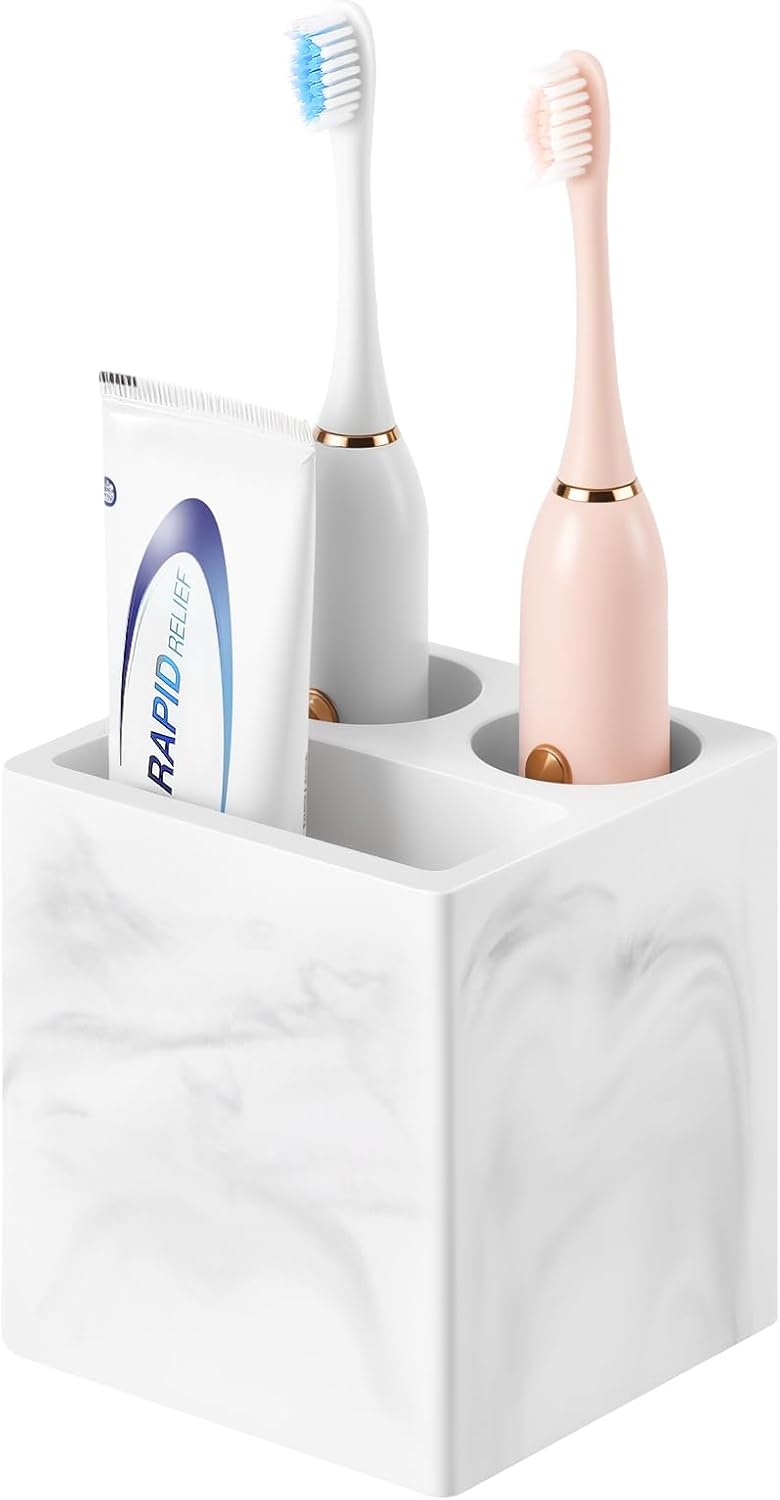 Luxspire Toothbrush Holder, 3 Slots, Marble White