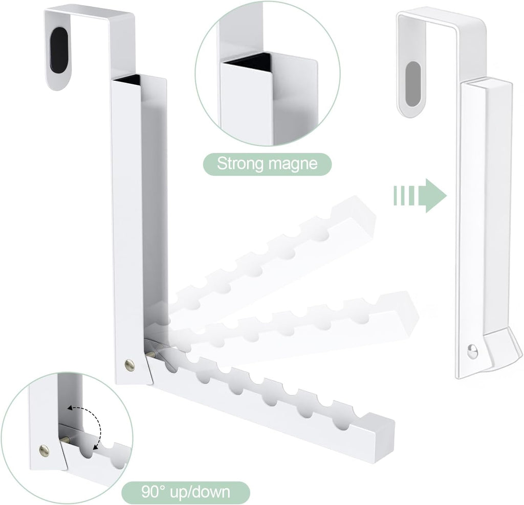 Over The Door Folding Clothes Drying Rack 2-Pack White, Heavy Duty Metal for Indoor Laundry Room Small Space