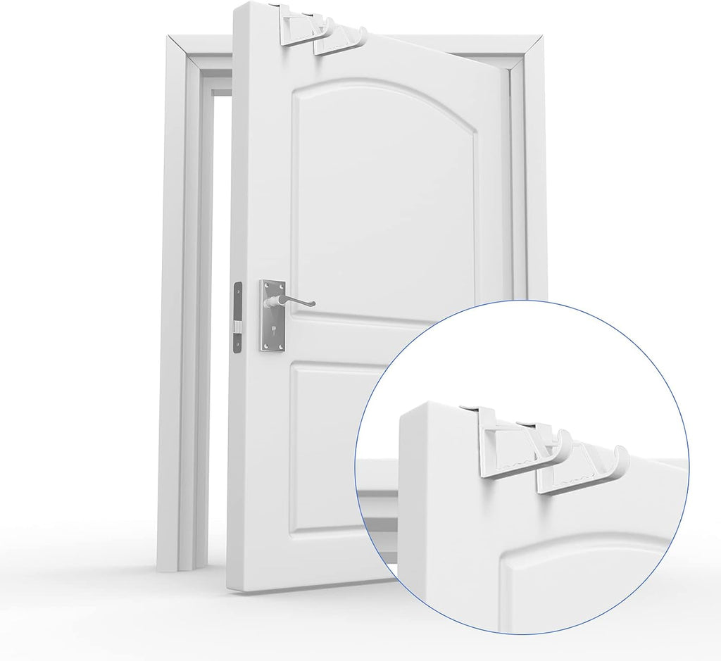 Space Saving Plastic Over Door Hooks Door Hanger Hooks Multi Hanging Storage Organizers Door Hangers Door Towel Hooks for Coats, Towels, Bags, Hats, Scarves Home Accessories (White,4 Pieces)