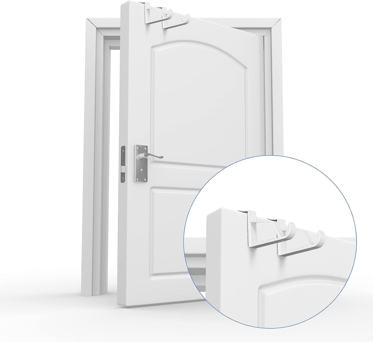 Space Saving Plastic Over Door Hooks Door Hanger Hooks Multi Hanging Storage Organizers Door Hangers Door Towel Hooks for Coats, Towels, Bags, Hats, Scarves Home Accessories (White,4 Pieces)