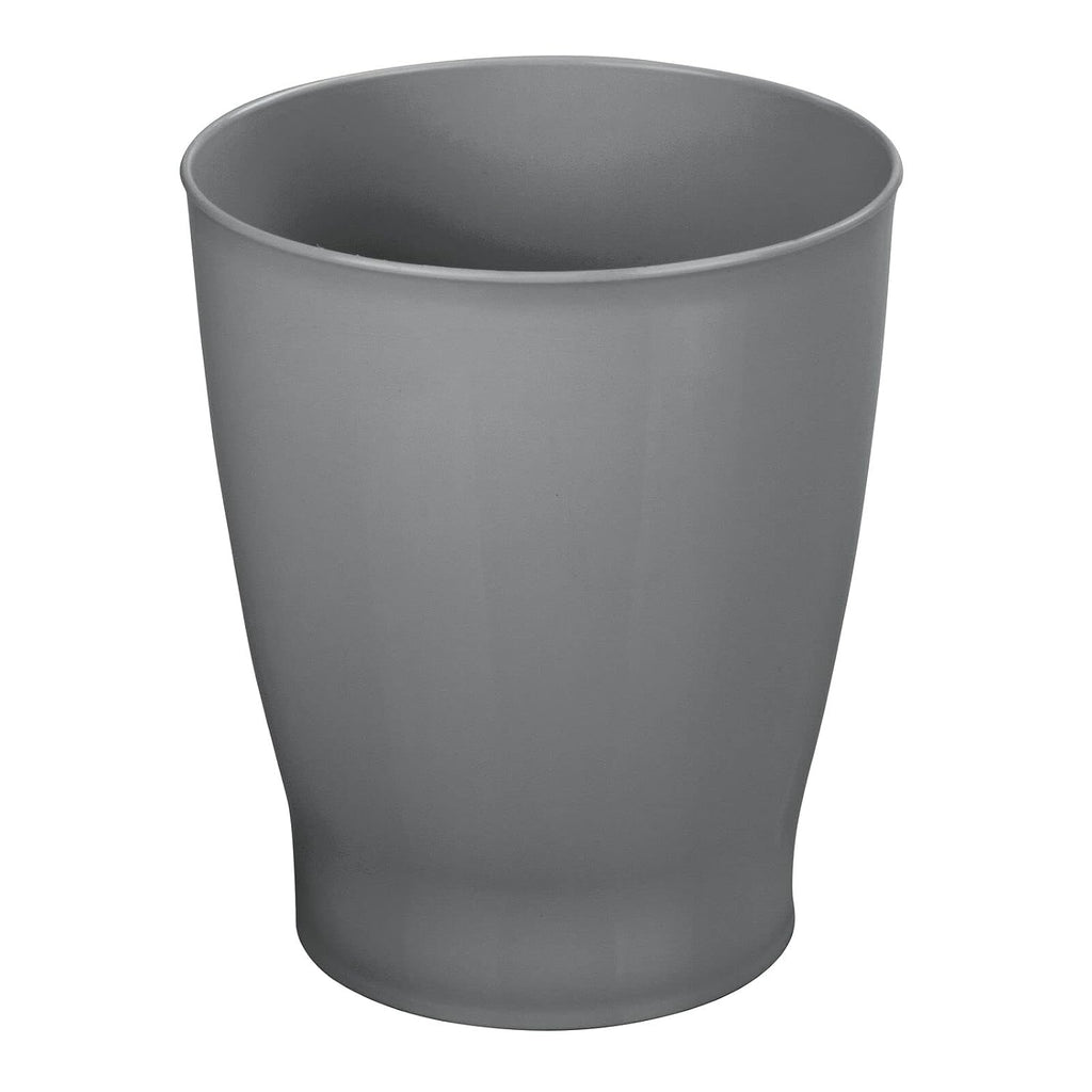 mDesign Round Plastic Bathroom Garbage Can, 1.25 Gallon Wastebasket, Garbage Bin, Trash Can for Bathroom, Bedroom, and Kids Room - Small Trash Can - Fyfe Collection - Charcoal Gray
