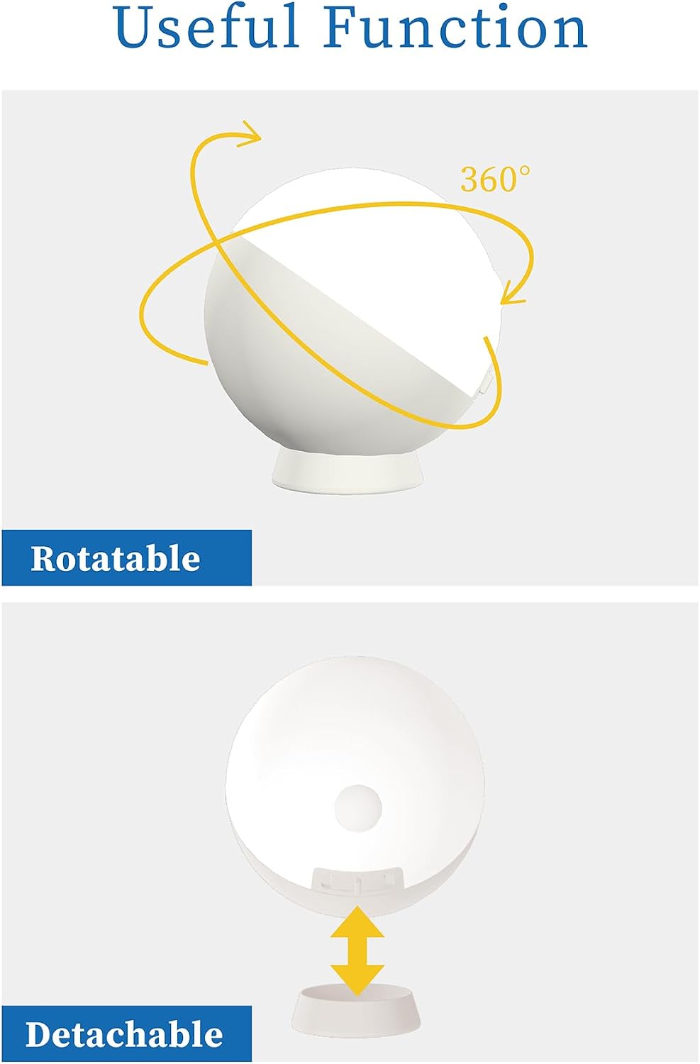 Musashi Night Light Motion Sensor Indoor Portable Light Battery Powered Night Light Sphere Pearl Gray WSL-001PG
