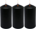 MISSYO 70 Hour Long Burning Unscented Pillar Candles, Dripless and Smokeless Candles for Home Weddings Restaurant Spa Church - Black, 3x6 inch, 3 Pack